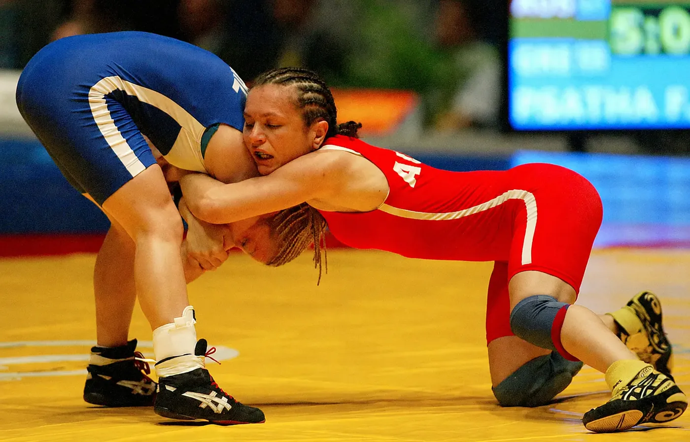 Coach Lil (Lila Ristevska) competing at the 2003 World Wrestling Championships at Madison Square Garden